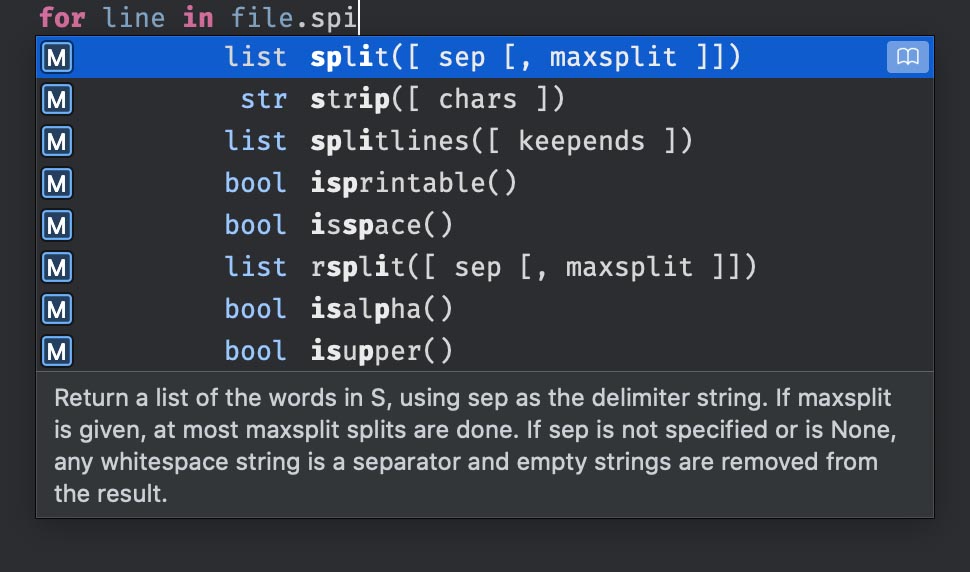 CodeRunner autocomplete skærmbillede